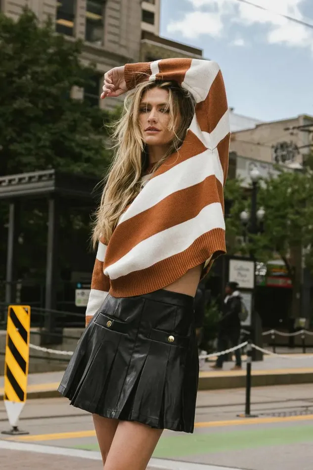 Micah Striped Sweater In Brown Brown Women Bohme Tops