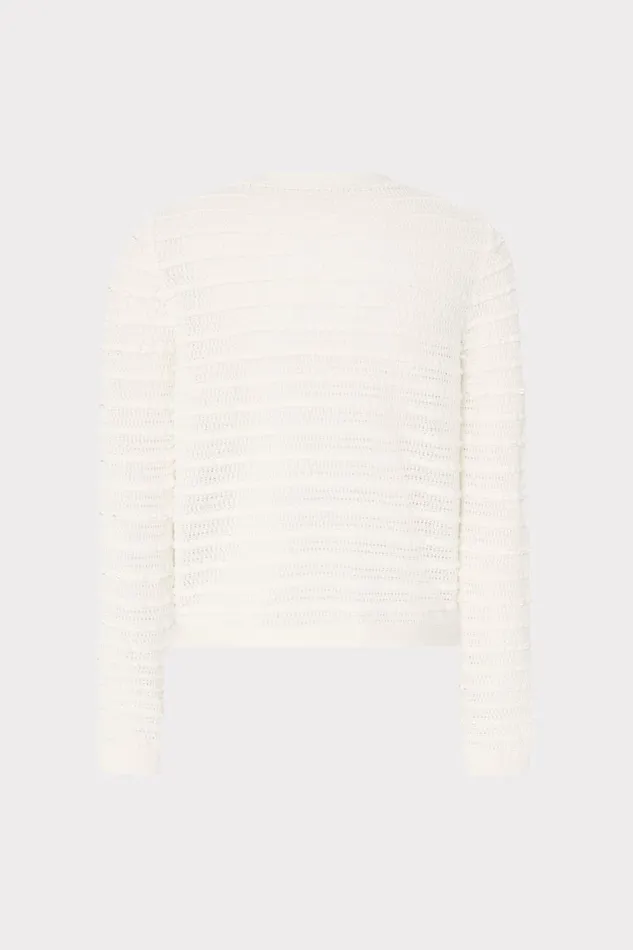 Milly Beaded Textured Cardigan Ecru Women Coats and Jackets