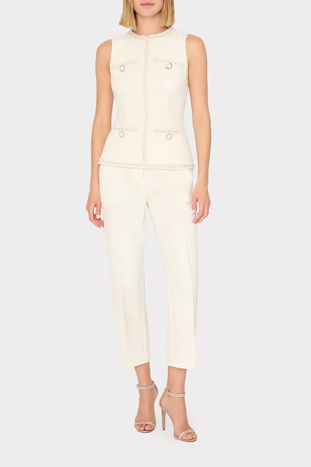 Milly Betsy Boucle Pant Ecru Women Pants