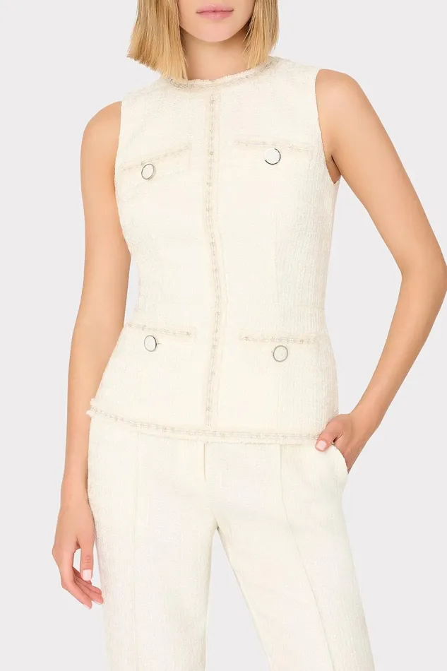 Milly Betsy Boucle Pant Ecru Women Pants