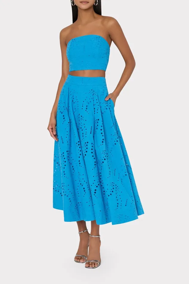 Milly Butterfly Eyelet Strapless Crop Top Blue Women Tops Milly Butterfly Eyelet Strapless Crop Top Blue Women Tops