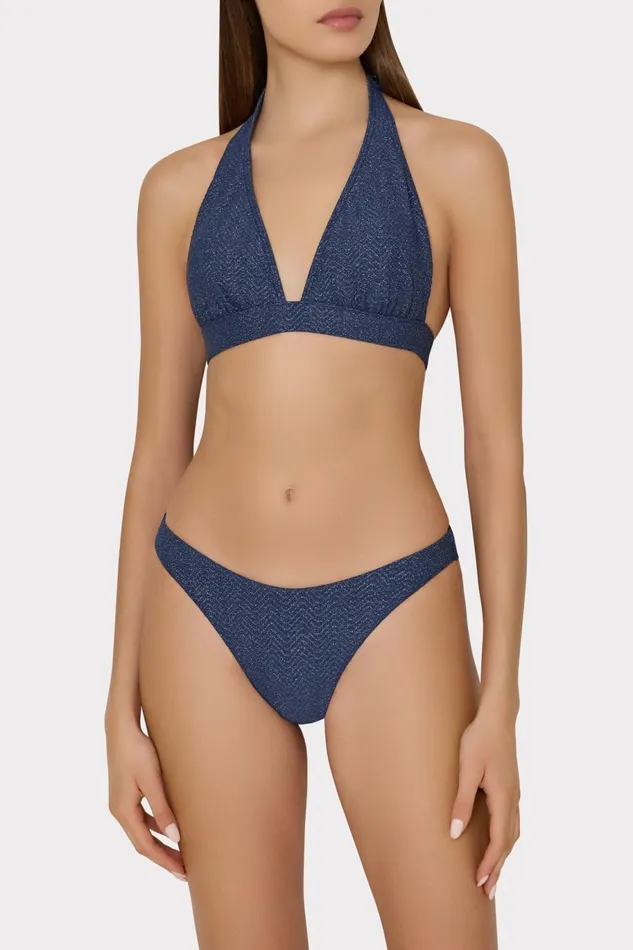 Milly Chevron Halter Bikini Top Navysilver Women Bikinis