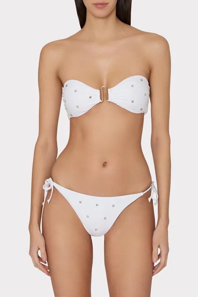 Milly Diamond Heat Set Bandeau Bikini Top White Women Bikinis Milly Diamond Heat Set Bandeau Bikini Top White Women Bikinis
