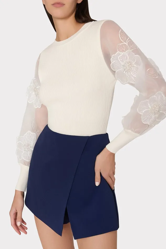 Milly Evalyn Crepe Skort Navy Women Skirts Milly Evalyn Crepe Skort Navy Women Skirts