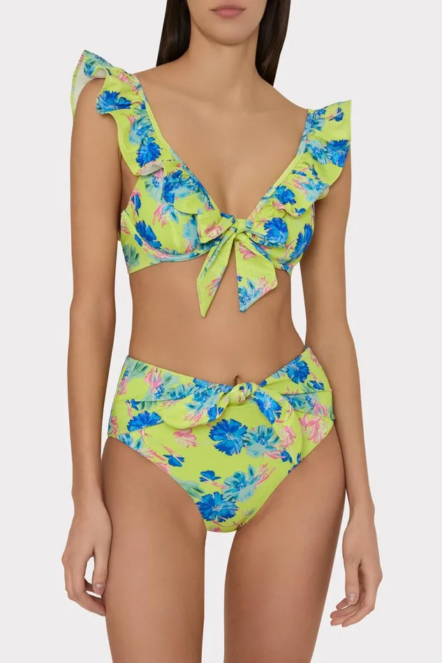 Milly Floating Cosmos Front Tie Bikini Bottom Neon Yellow Women Swim and Coverups Milly Floating Cosmos Front Tie Bikini Bottom Neon Yellow Women Swim and Coverups