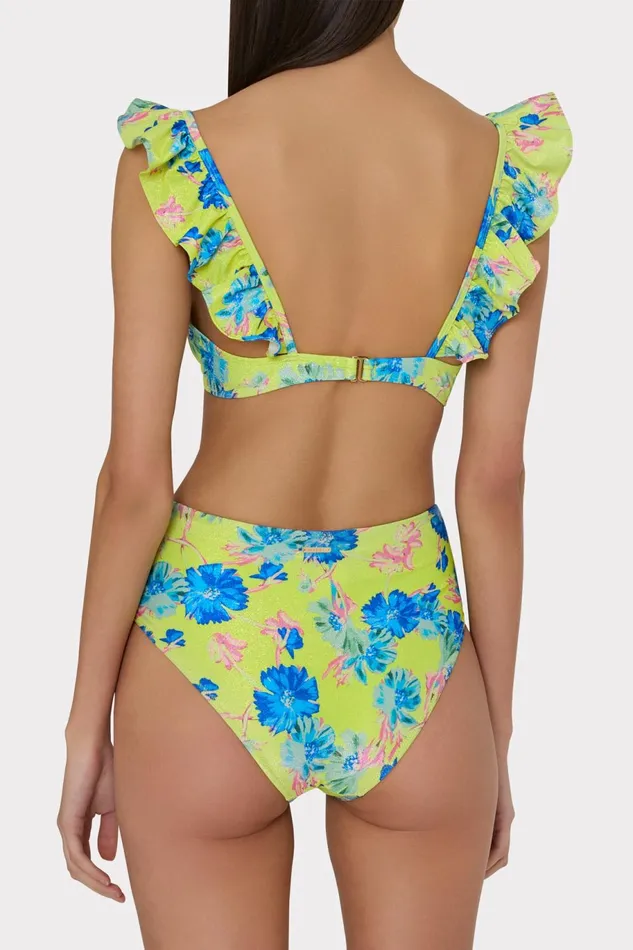 Milly Floating Cosmos Front Tie Bikini Bottom Neon Yellow Women Swim and Coverups Milly Floating Cosmos Front Tie Bikini Bottom Neon Yellow Women Swim and Coverups