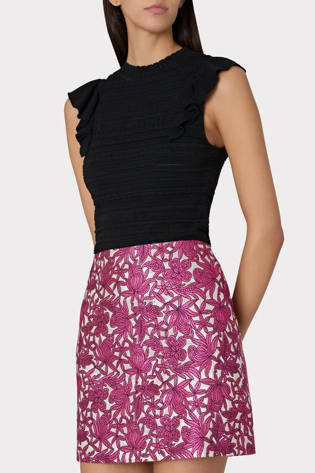 Milly Floral Jacquard Skirt Pink Women Skirts Milly Floral Jacquard Skirt Pink Women Skirts