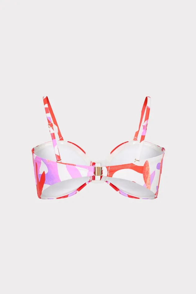 Milly Italian Under The Sea Bandeau Bikini Top Pink Multi Women Swim and Coverups