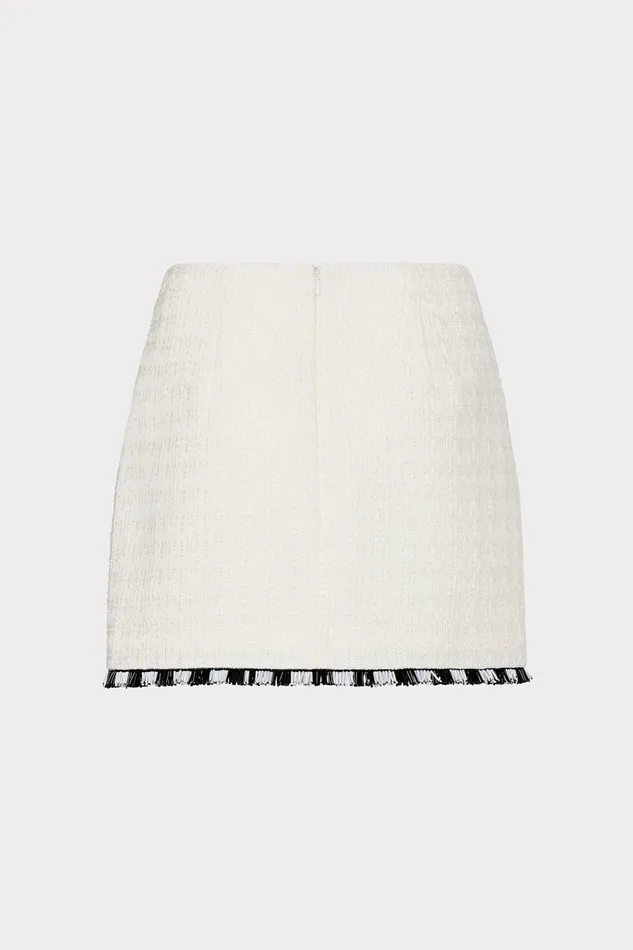 Milly Jayla Beaded Fringe Mini Skirt Ecru Women Matching Sets