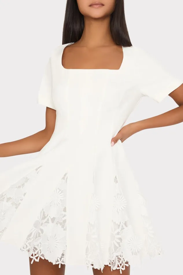 Milly Joy Lace Combo Mini Godet Dress White Women Dresses Milly Joy Lace Combo Mini Godet Dress White Women Dresses