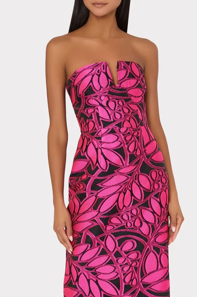 Milly Judith Pink Palm Jacquard Dress Pinkblack Women Dresses Milly Judith Pink Palm Jacquard Dress Pinkblack Women Dresses