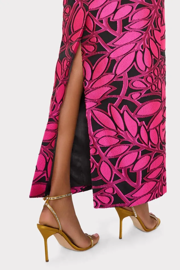 Milly Judith Pink Palm Jacquard Dress Pinkblack Women Dresses Milly Judith Pink Palm Jacquard Dress Pinkblack Women Dresses