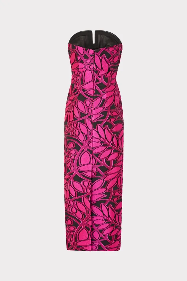 Milly Judith Pink Palm Jacquard Dress Pinkblack Women Dresses Milly Judith Pink Palm Jacquard Dress Pinkblack Women Dresses