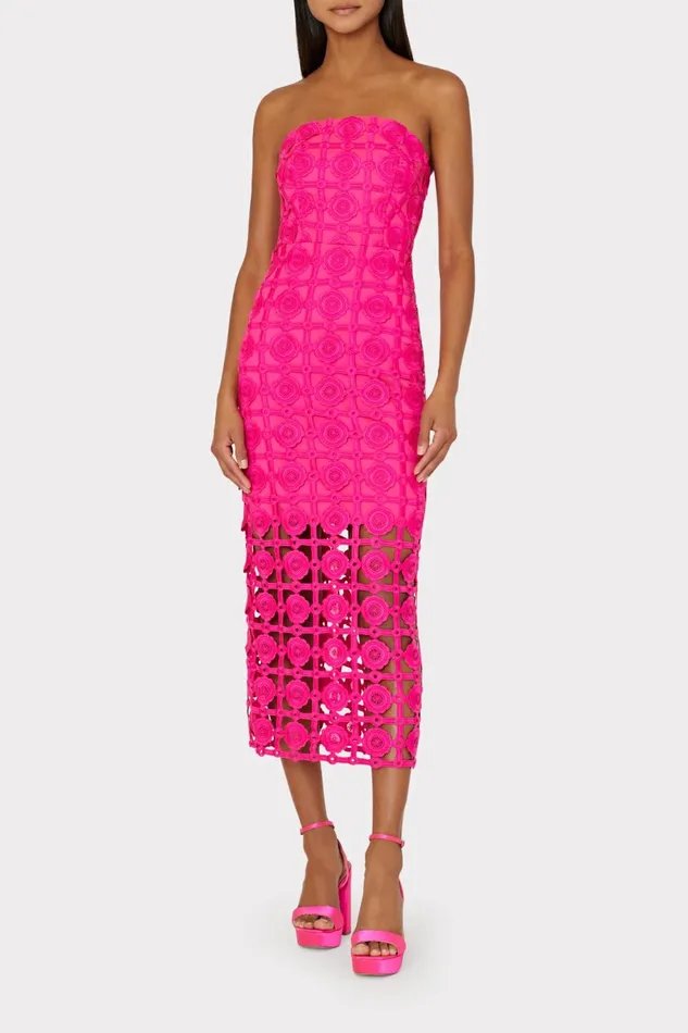 Milly Kait Tile Lace Dress Milly Pink Women Dresses