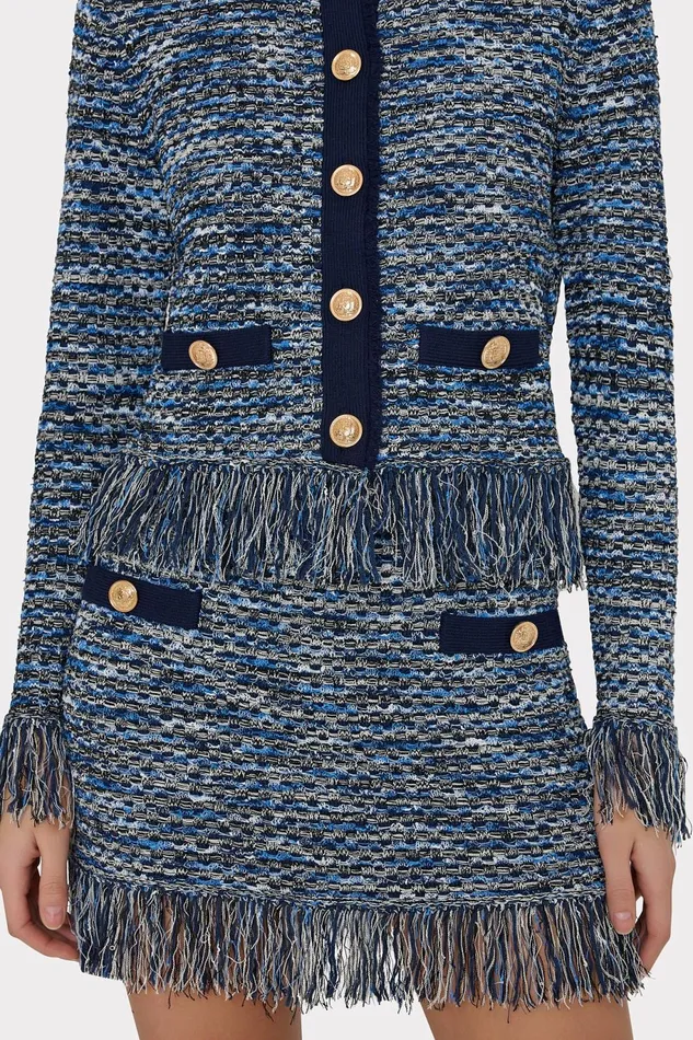 Milly Kali Textured Knit Mini Skirt Navy Multi Women Sweaters and Knits Milly Kali Textured Knit Mini Skirt Navy Multi Women Sweaters and Knits