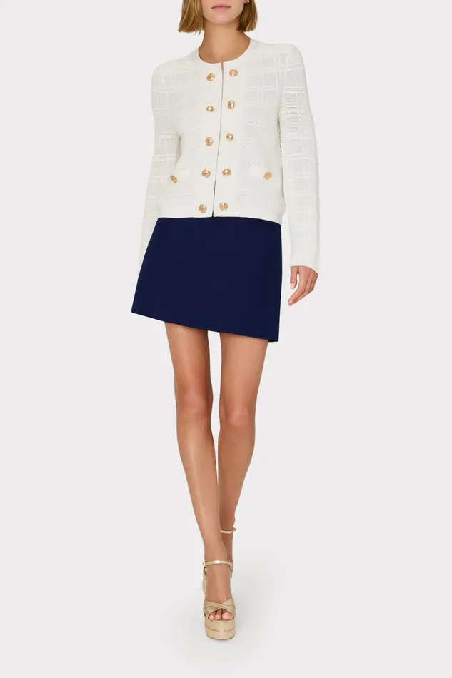 Milly Lizzy Cady Mini Skirt Navy Women Skirts