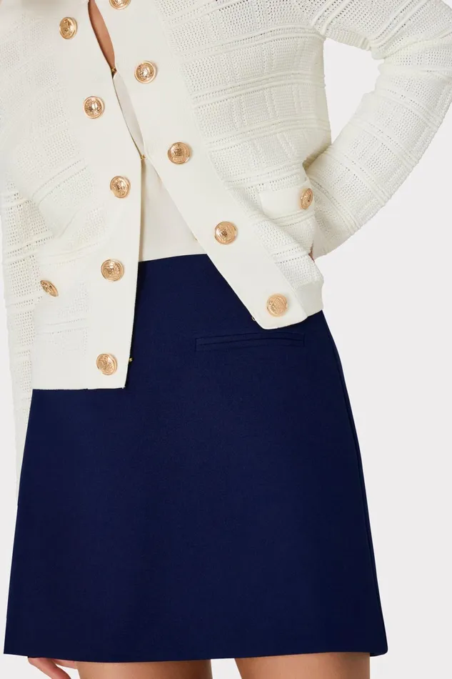 Milly Lizzy Cady Mini Skirt Navy Women Skirts