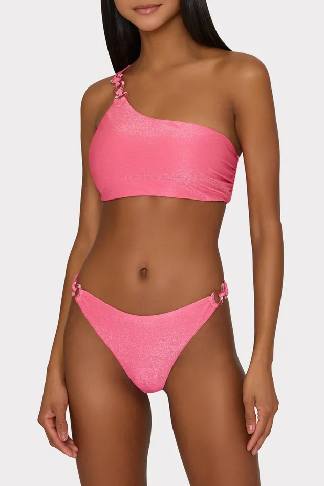 Milly One Shoulder ORing Bikini Top Shimmer Pink Women Bikinis Milly One Shoulder ORing Bikini Top Shimmer Pink Women Bikinis