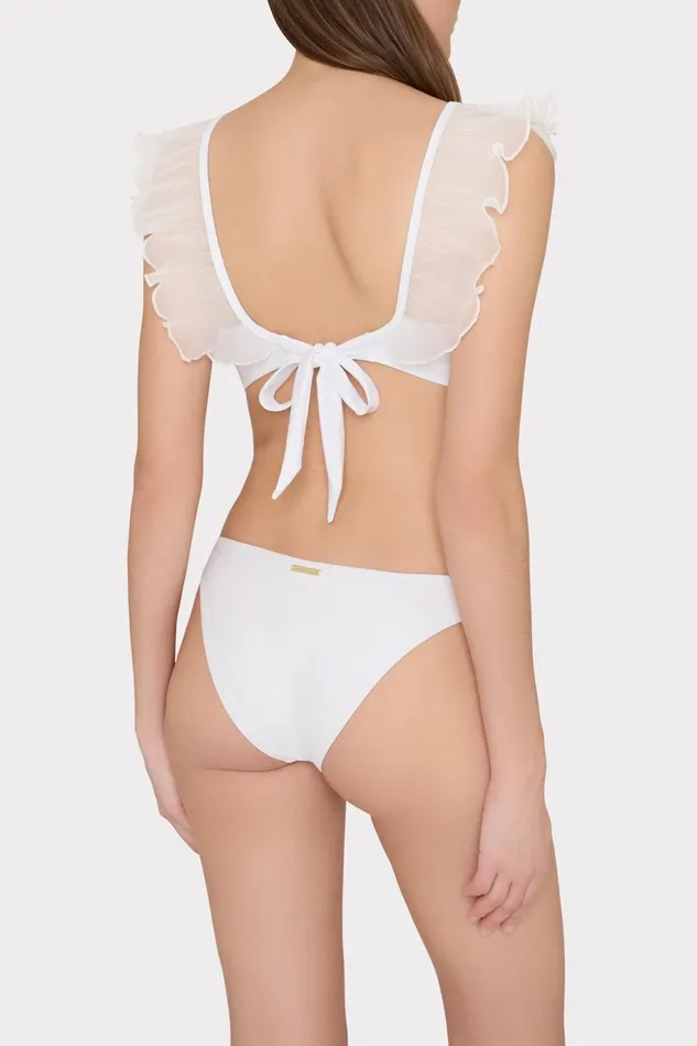 Milly Pleated Organza Bikini Top White Women Swim and Coverups Milly Pleated Organza Bikini Top White Women Swim and Coverups