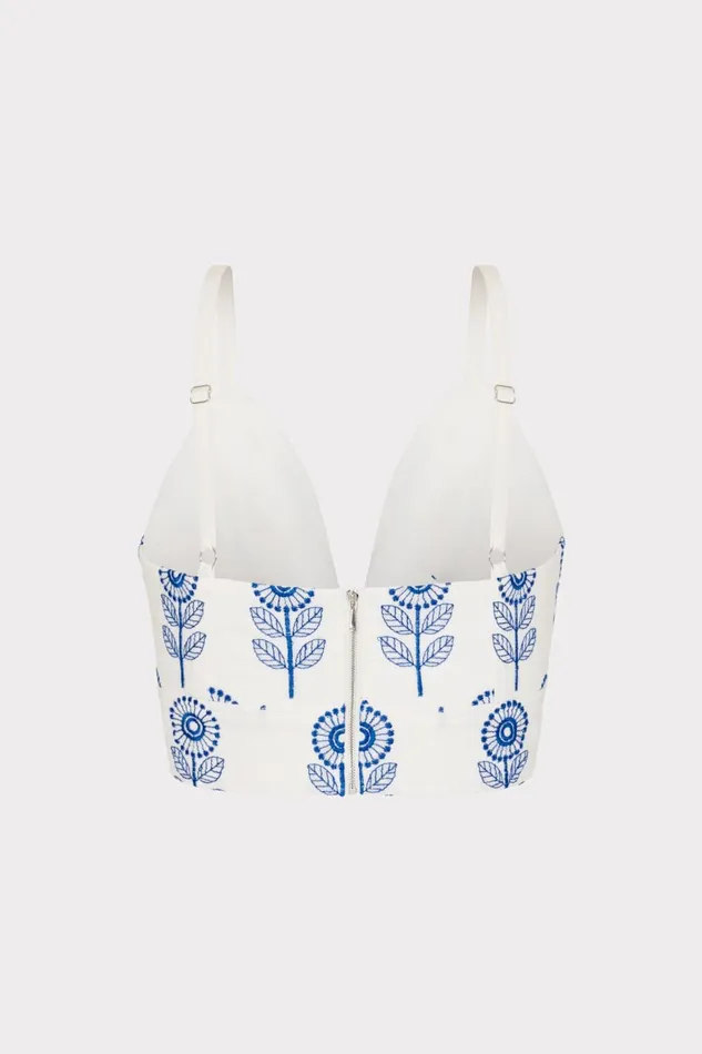 Milly Poppy Embroidery Top Whiteblue Women Tops