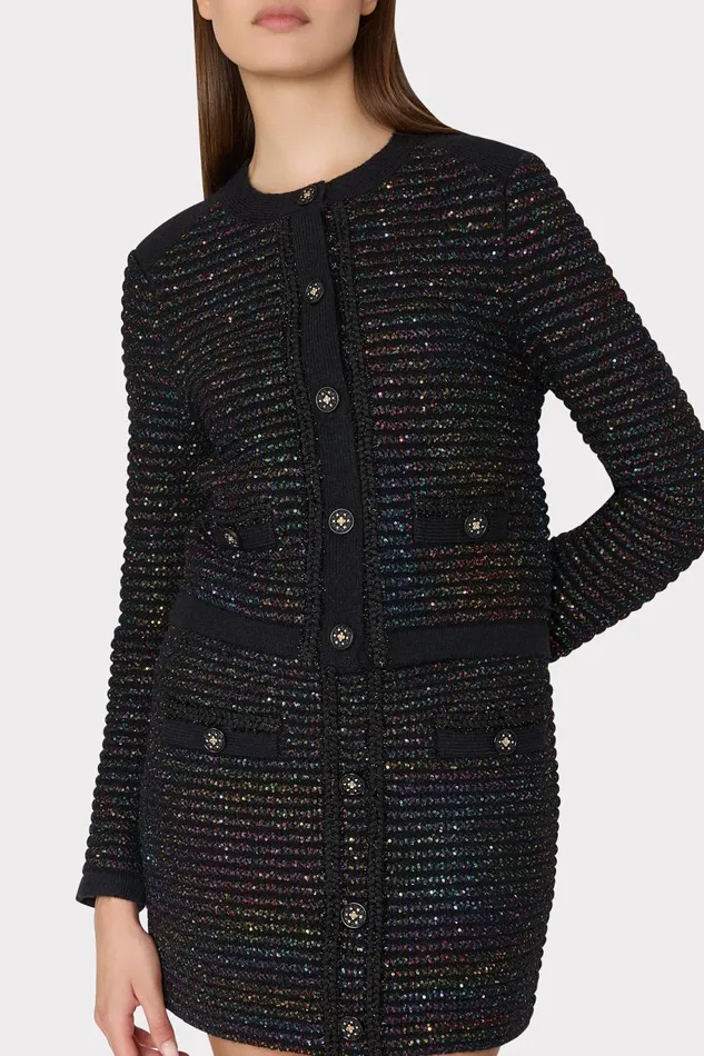 Milly Sequin Textured Cardigan Multi Women Sweaters and Knits Milly Sequin Textured Cardigan Multi Women Sweaters and Knits
