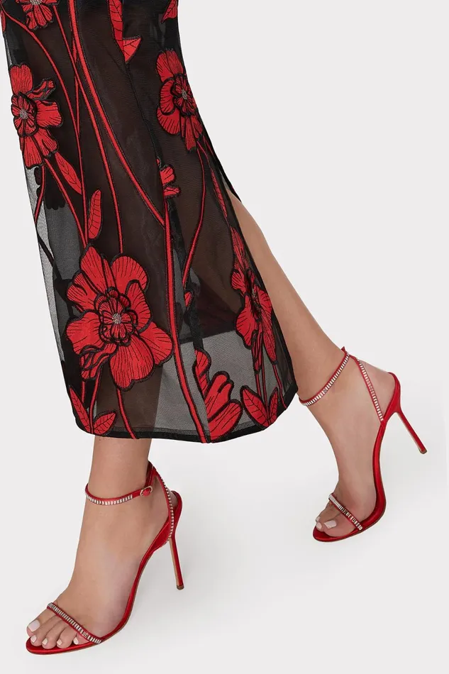 Milly Shiloh Grand Fleur Embroidered Dress Red Women Dresses Milly Shiloh Grand Fleur Embroidered Dress Red Women Dresses