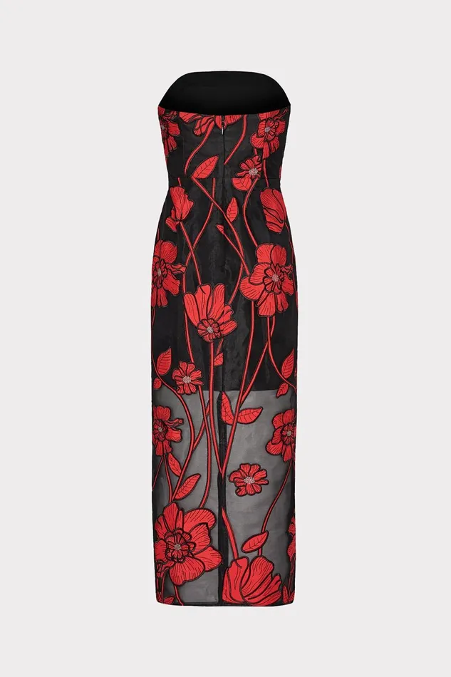 Milly Shiloh Grand Fleur Embroidered Dress Red Women Dresses Milly Shiloh Grand Fleur Embroidered Dress Red Women Dresses