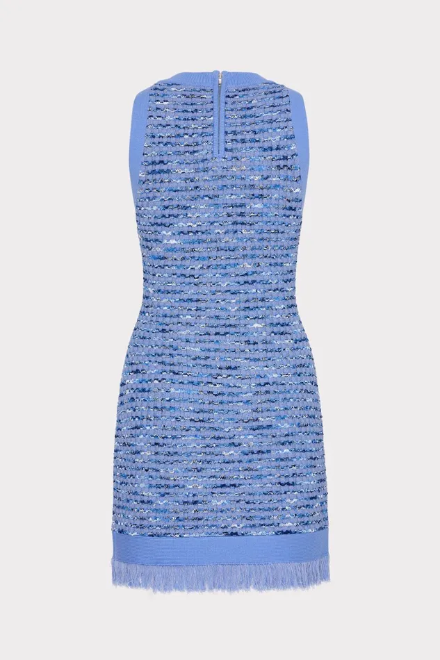 Milly Textured Fringe Knit Mini Dress Blue Women Sweaters and Knits Milly Textured Fringe Knit Mini Dress Blue Women Sweaters and Knits