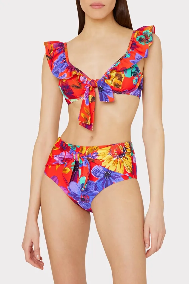 Milly Tie Bikini Bottom Red Multi Women Swim and Coverups Milly Tie Bikini Bottom Red Multi Women Swim and Coverups