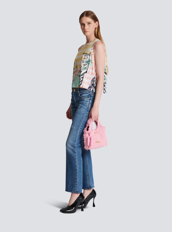 Mini BArmy Grocery Bag In Tweed Pink Women Balmain Grocery Bags
