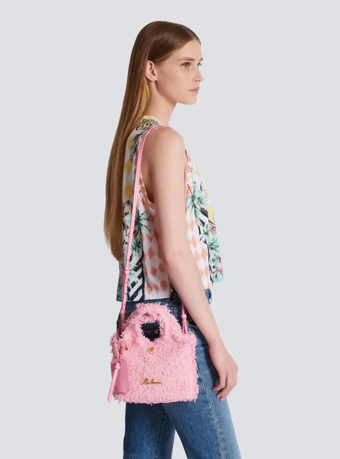 Mini BArmy Grocery Bag In Tweed Pink Women Balmain Grocery Bags