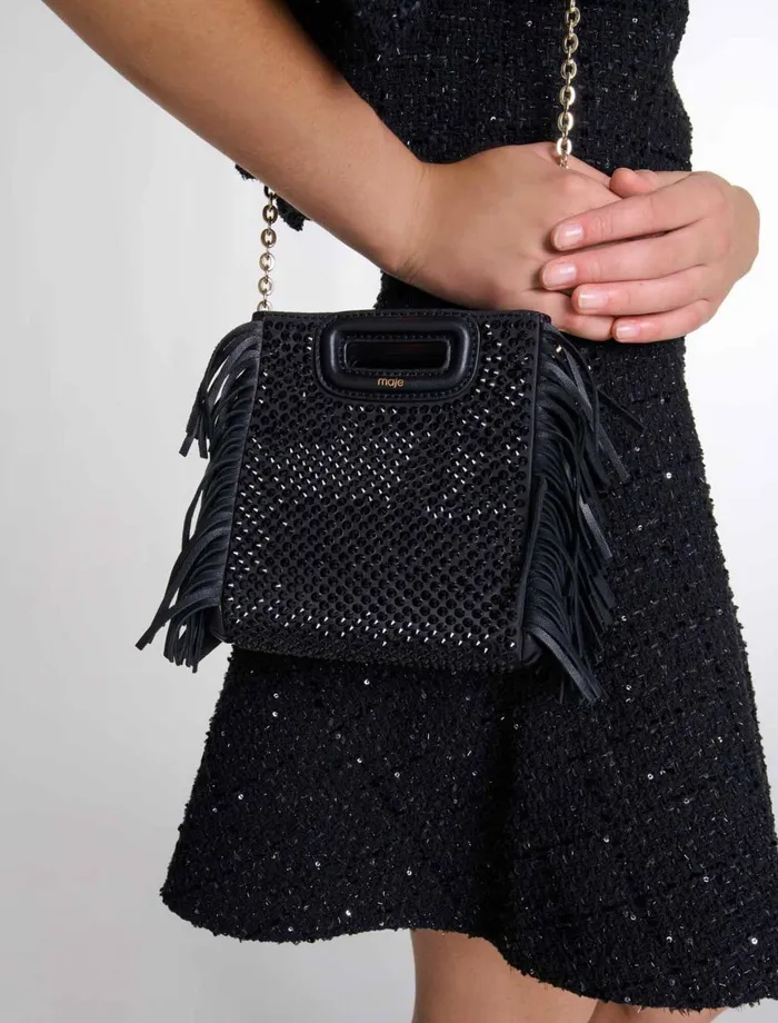 Mini Bags Women Maje M Mini Rhinestone Bag Black