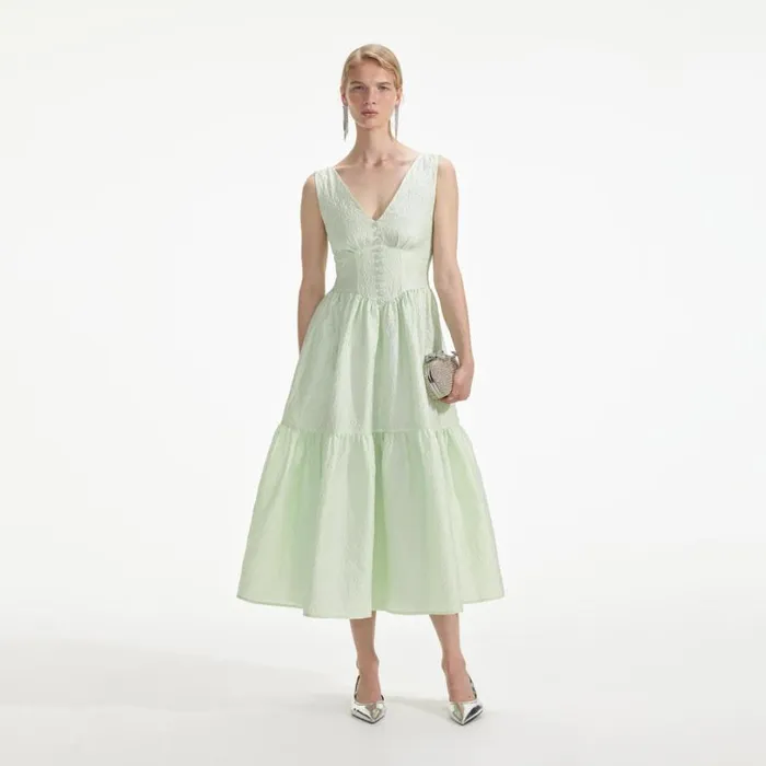 Mint Jacquard Midi Dress Women Self Portrait Dresses
