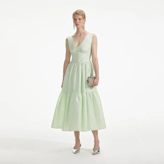 Mint Jacquard Midi Dress Women Self Portrait Dresses Mint Jacquard Midi Dress Women Self Portrait Dresses