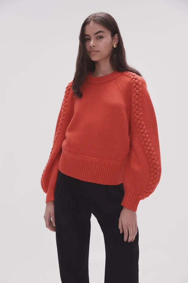 Mira Knit Jumper Scarlet Red Women Aje Knitwear 038 Jumpers