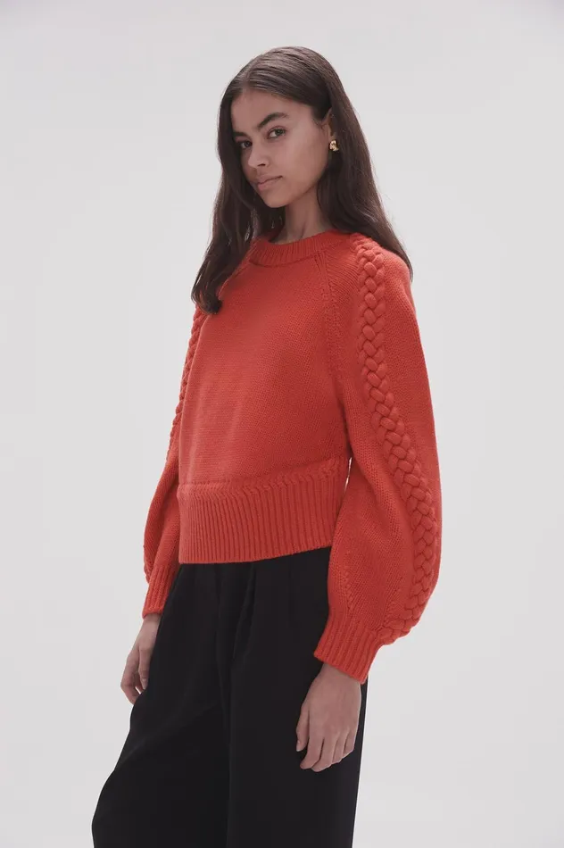 Mira Knit Jumper Scarlet Red Women Aje Knitwear 038 Jumpers