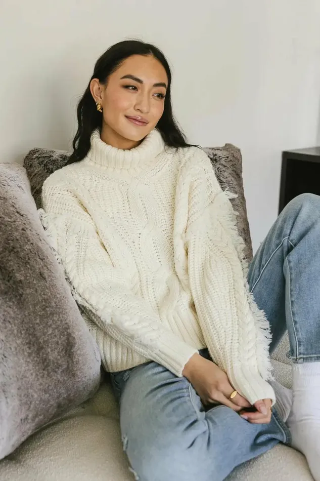 Mira Turtleneck Sweater Ivory Women Bohme Tops