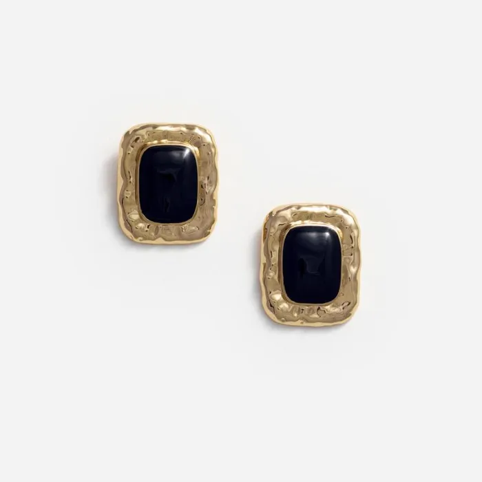 Mottled Gold Black Earrings Women Self Portrait Jewellery