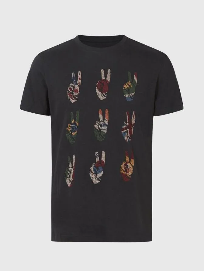 MULTI PEACE HAND TEE Black Clothing John Varvatos Graphic Tees
