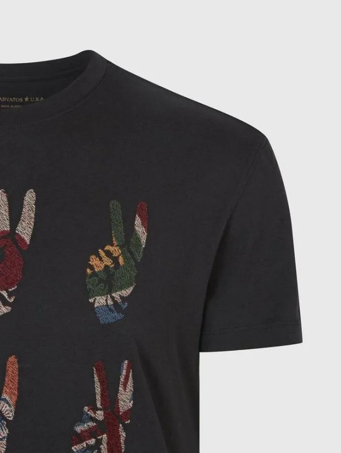 MULTI PEACE HAND TEE Black Clothing John Varvatos Graphic Tees