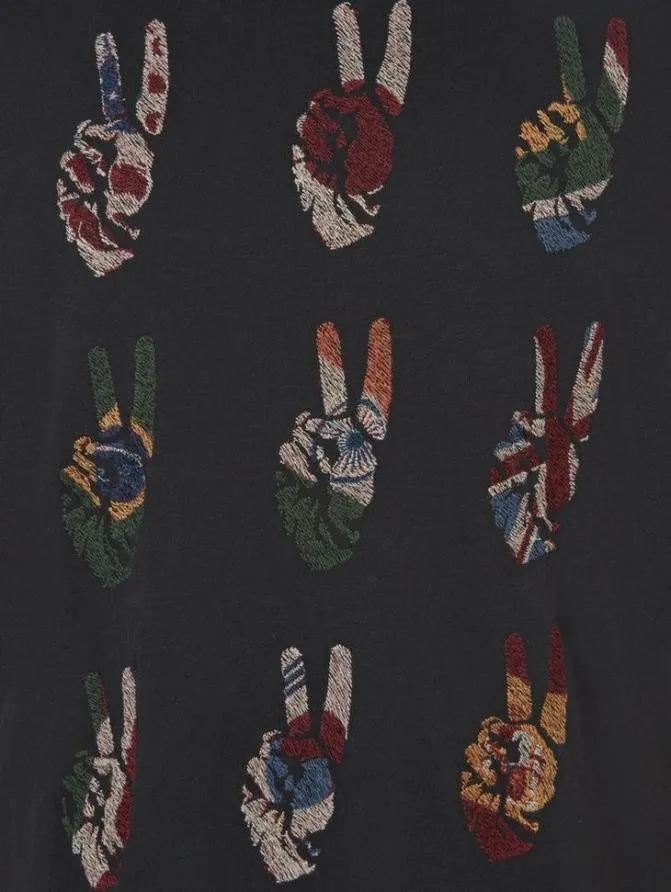 MULTI PEACE HAND TEE Black Clothing John Varvatos Graphic Tees