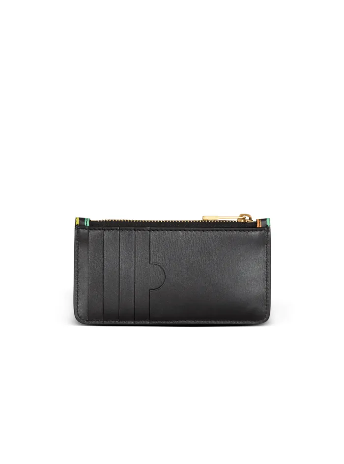 Multicoloured PB Labyrinth Calfskin Purse Black Men Balmain Small Leather Goods