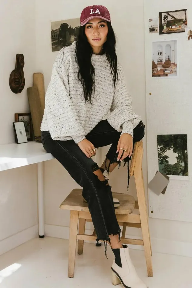 Mya Ribbed Sweater Ivory Women Bohme Tops