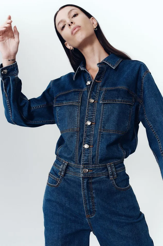 Neo Denim Jumpsuit Washed Indigo Women Aje Jumpsuits 038 Playsuits
