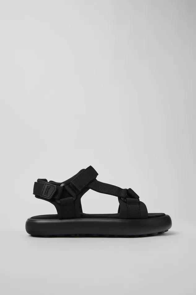 Non Leather Shoes Men Camper Pelotas Flota Black Textile Sandal Non Leather Shoes Men Camper Pelotas Flota Black Textile Sandal