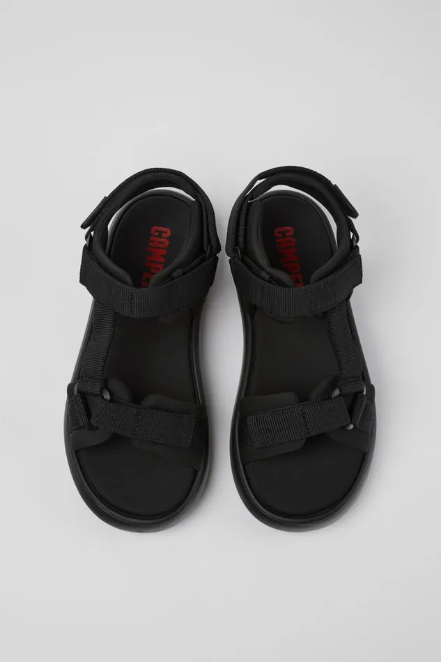 Non Leather Shoes Men Camper Pelotas Flota Black Textile Sandal Non Leather Shoes Men Camper Pelotas Flota Black Textile Sandal
