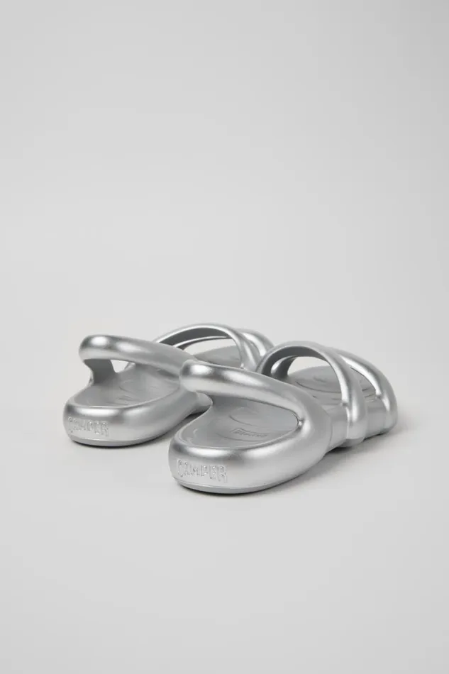 Non Leather Shoes Women Camper Kobarah Flat Silver XL EXTRALIGHT Sandals