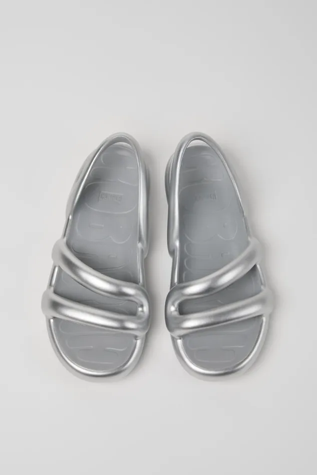 Non Leather Shoes Women Camper Kobarah Flat Silver XL EXTRALIGHT Sandals