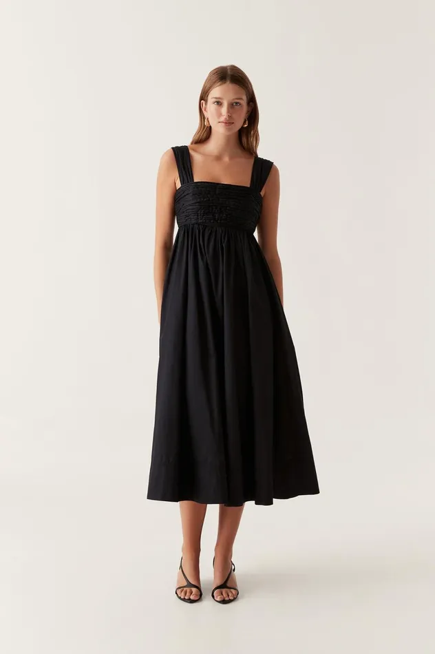 Nova Tie Back Midi Dress Black Women Aje Bridesmaid Dresses