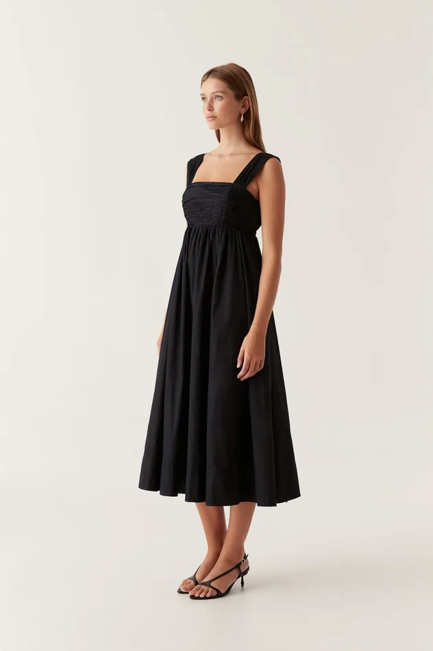 Nova Tie Back Midi Dress Black Women Aje Bridesmaid Dresses